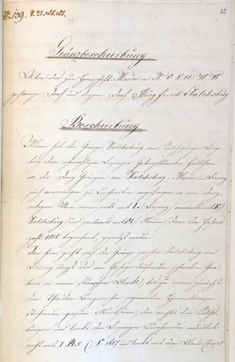 Beispiel für schwer lesbare Handschrift in einem historischen Grundbuch